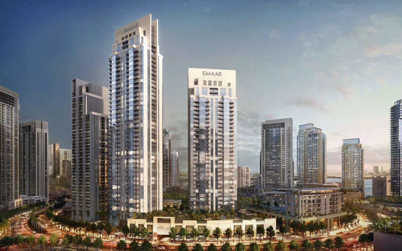 New apartments in a prestigious residential complex Creek Rise Towers on an island in Dubai Cree ...