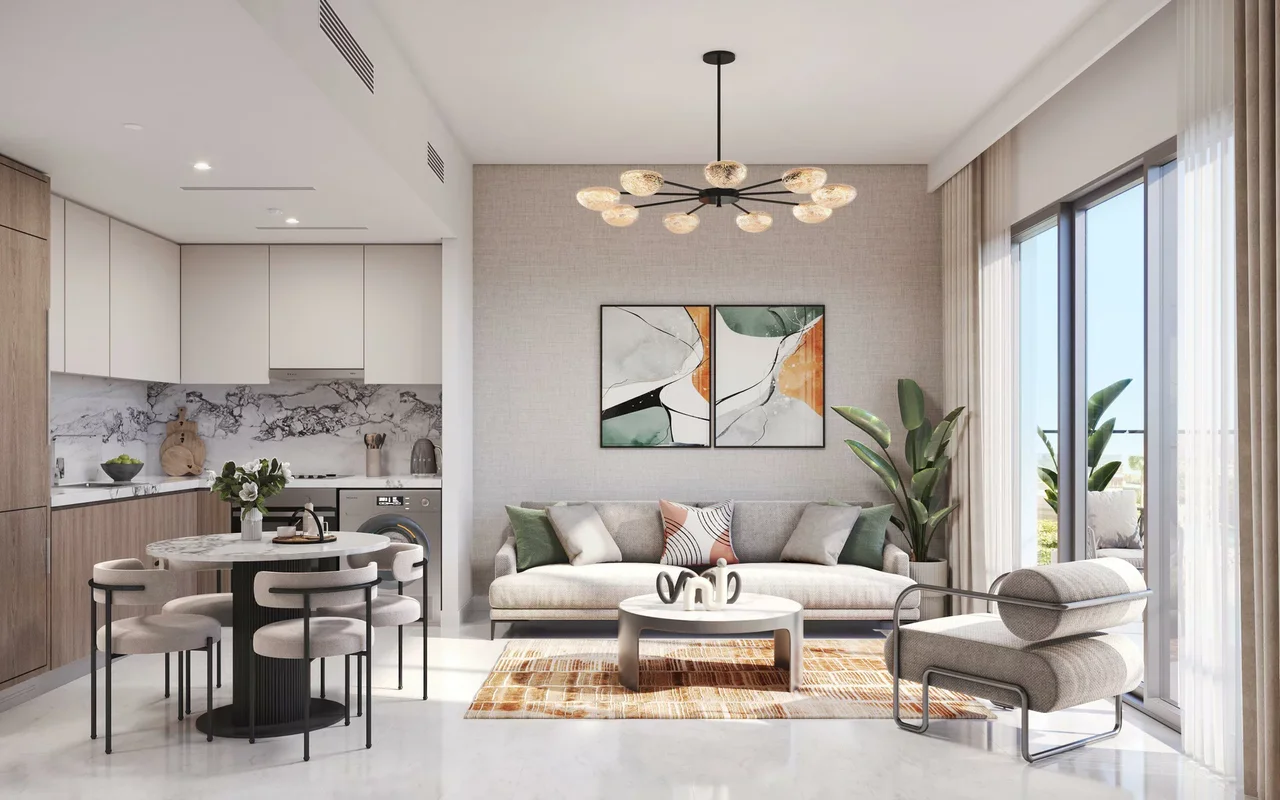 Апартаменты в комплексе New residence Beach Oasis 2 with a swimming pool and a manmade beach, Dubai Studio City, Dubai, UAE, Дубай