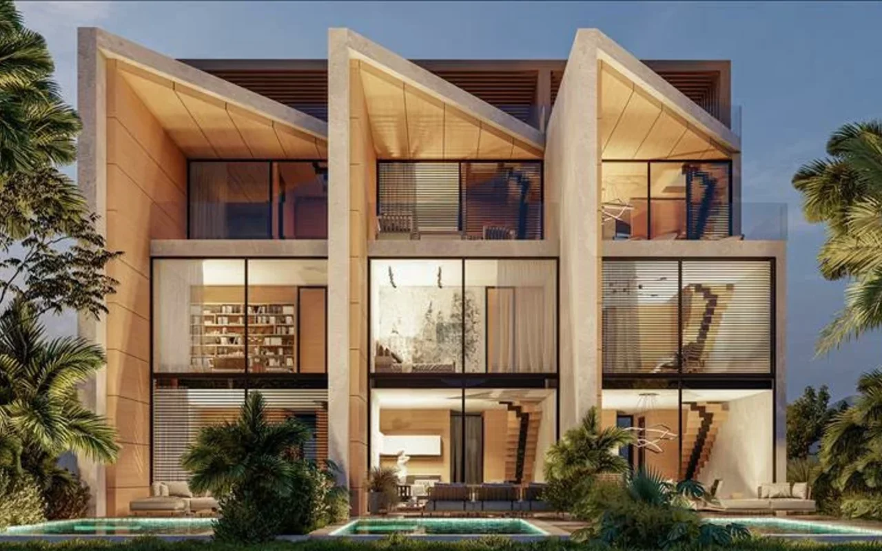 Modern complex of townhouses with swimming pools near the ocean, Uluwatu, Bali, Indonesia