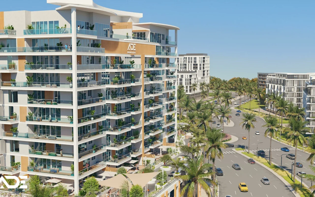 New Deansgate residence with a swimming pool and lounge areas close to parks, Majan, Dubai, UAE