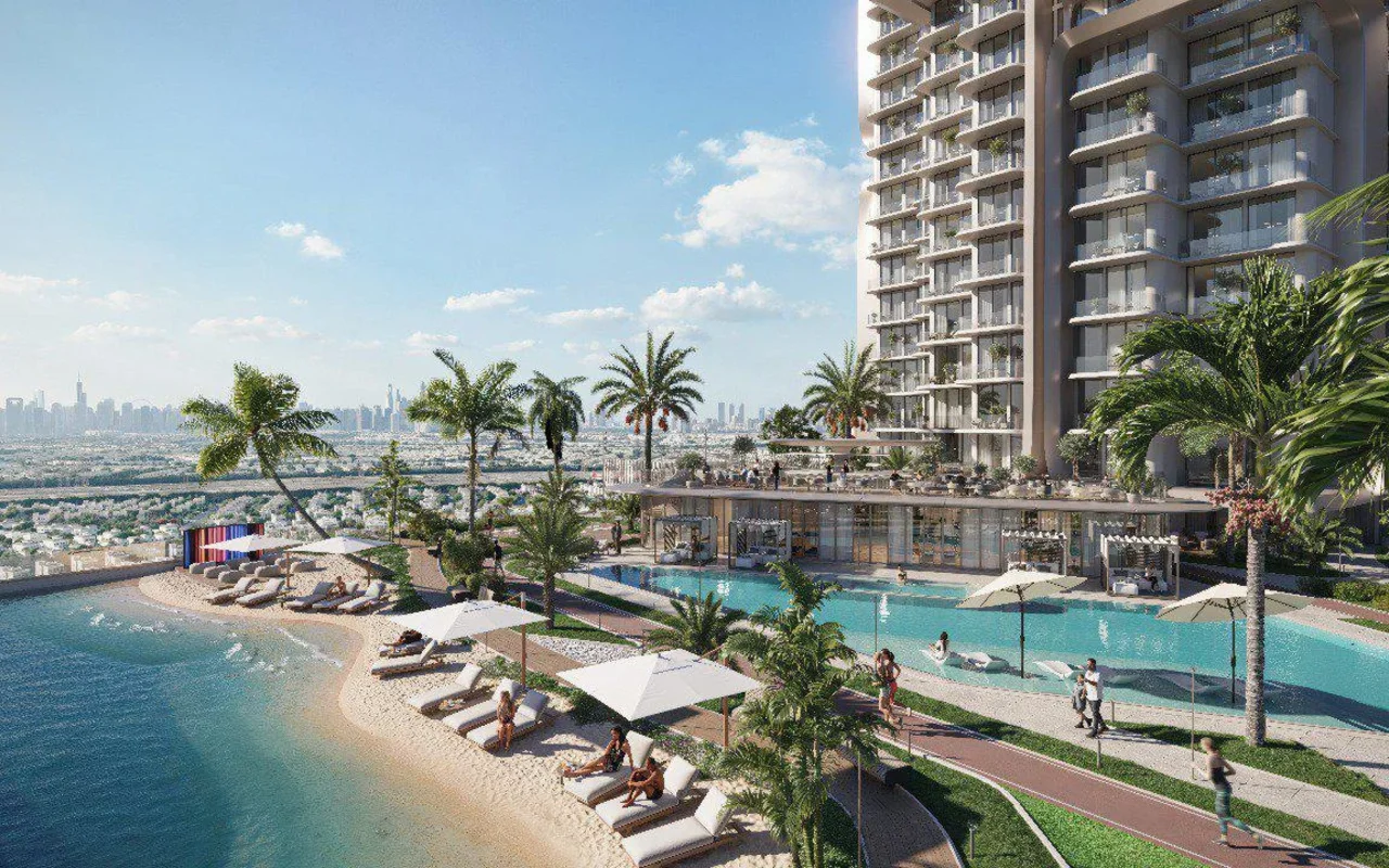 New complex of furnished apartments Voxa with swimming pools and a mini golf, JVT, Dubai, UAE