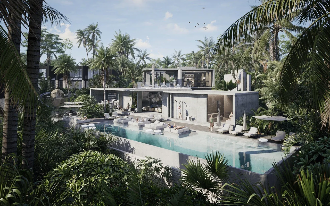 New complex of villas and townhouses with swimming pools, a shopping mall and restaurants, Ubud, ...