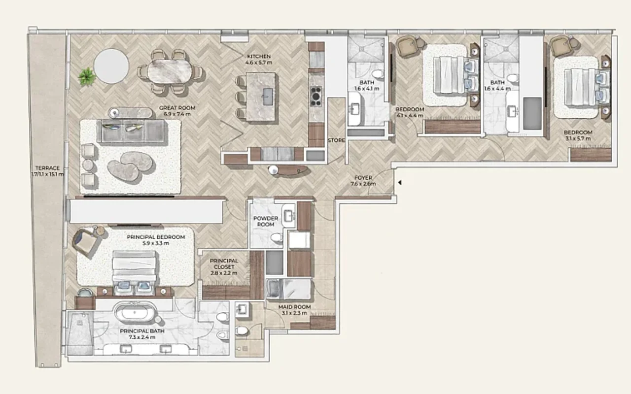 Apartment in a new building Apartments in Ignazio and Maggio Cipriani Branded Tower in Dubai — 15