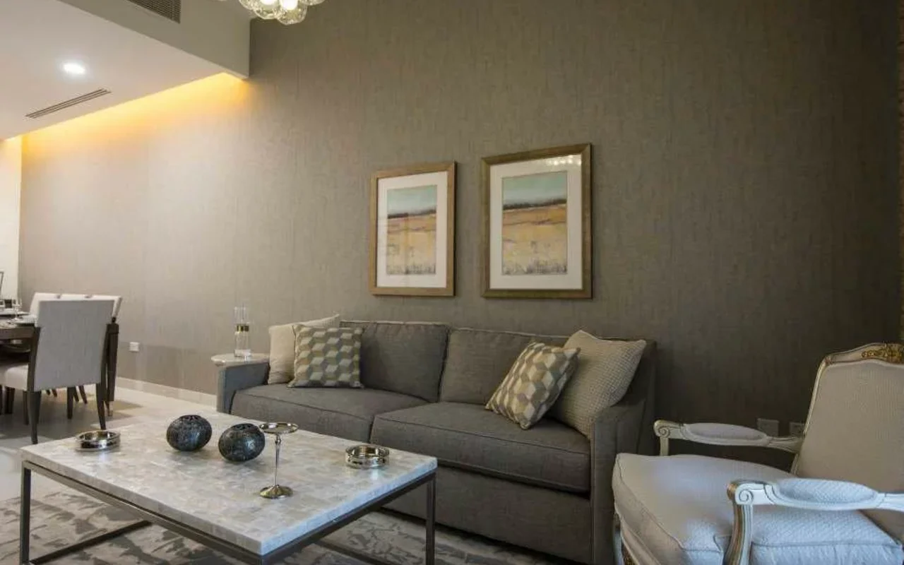 Large guarded residence Mirdiff Hills with swimming pools and a luxury hotel close to the airpor ...